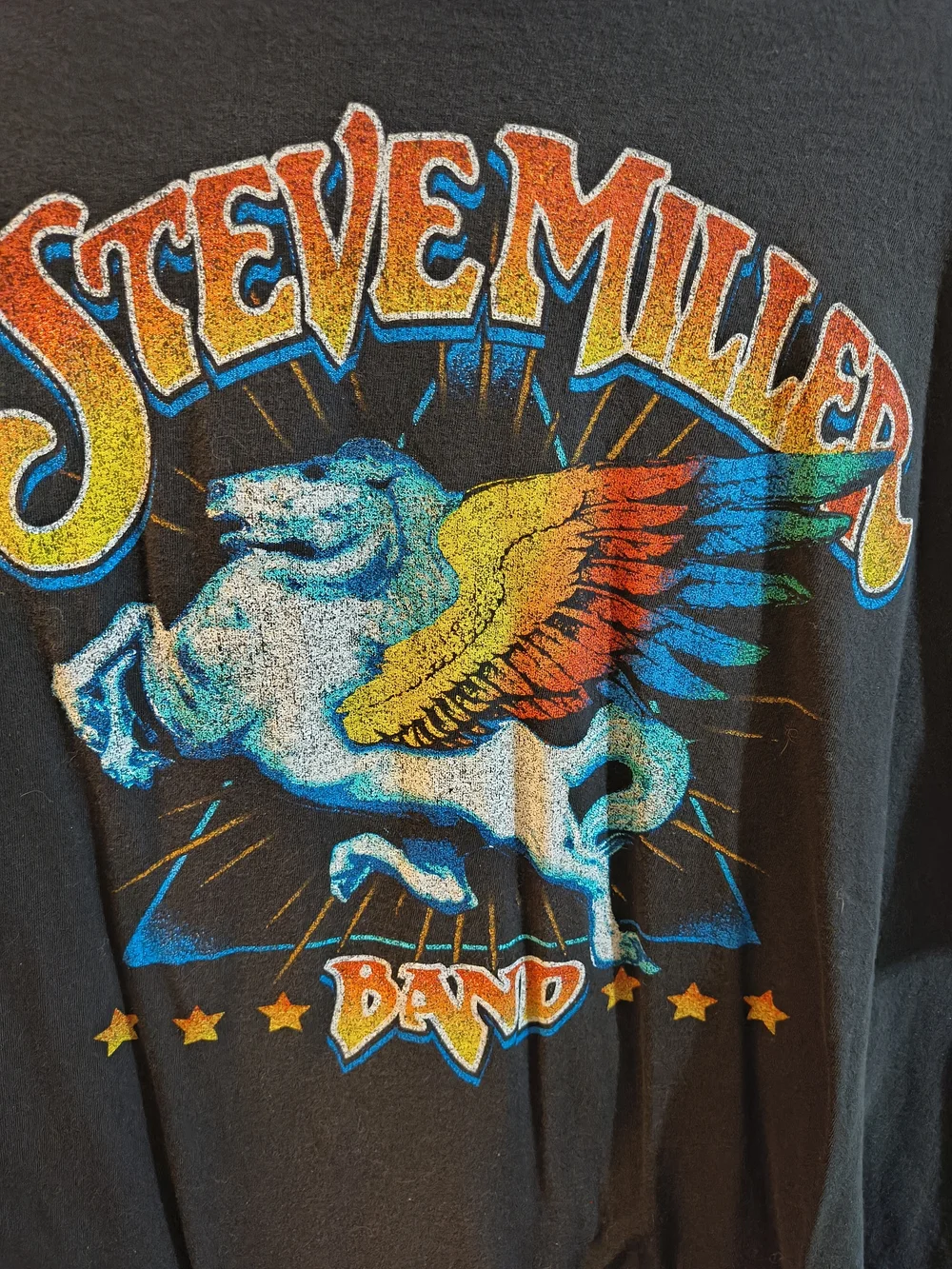 Steve Miller Band Graphic Tee - Black with Rainbow Pegasus - Picture 4 of 4